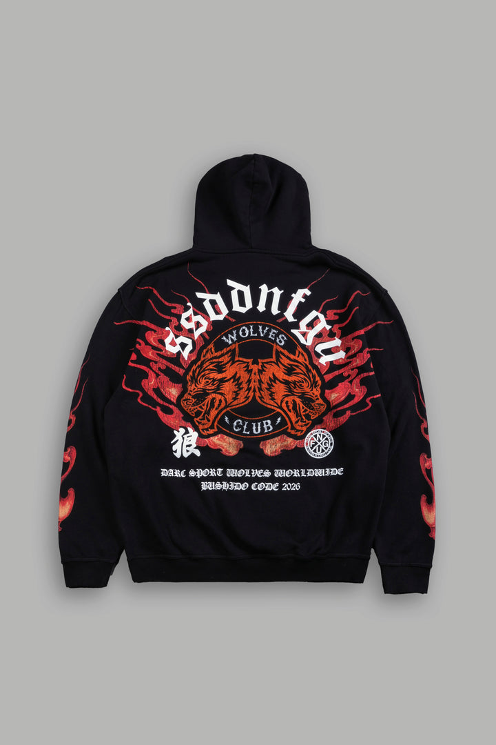 Wolves Club Oni Inferno Pierce Hoodie in Black