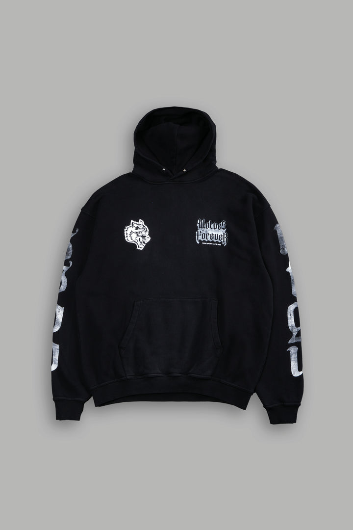 Death Wolf "Pierce" Hoodie in Black Spine Sun Fade