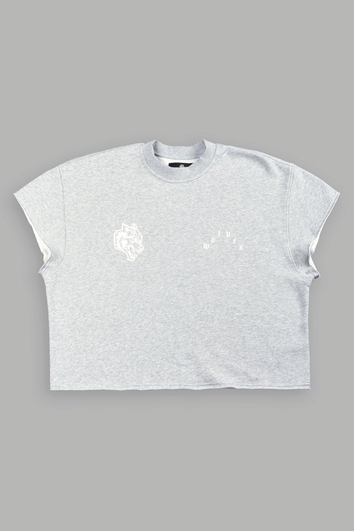 Wolf Pyramid Raw Hem Box Cut Cap Sleeve London Crewneck In Light Athletic Gray