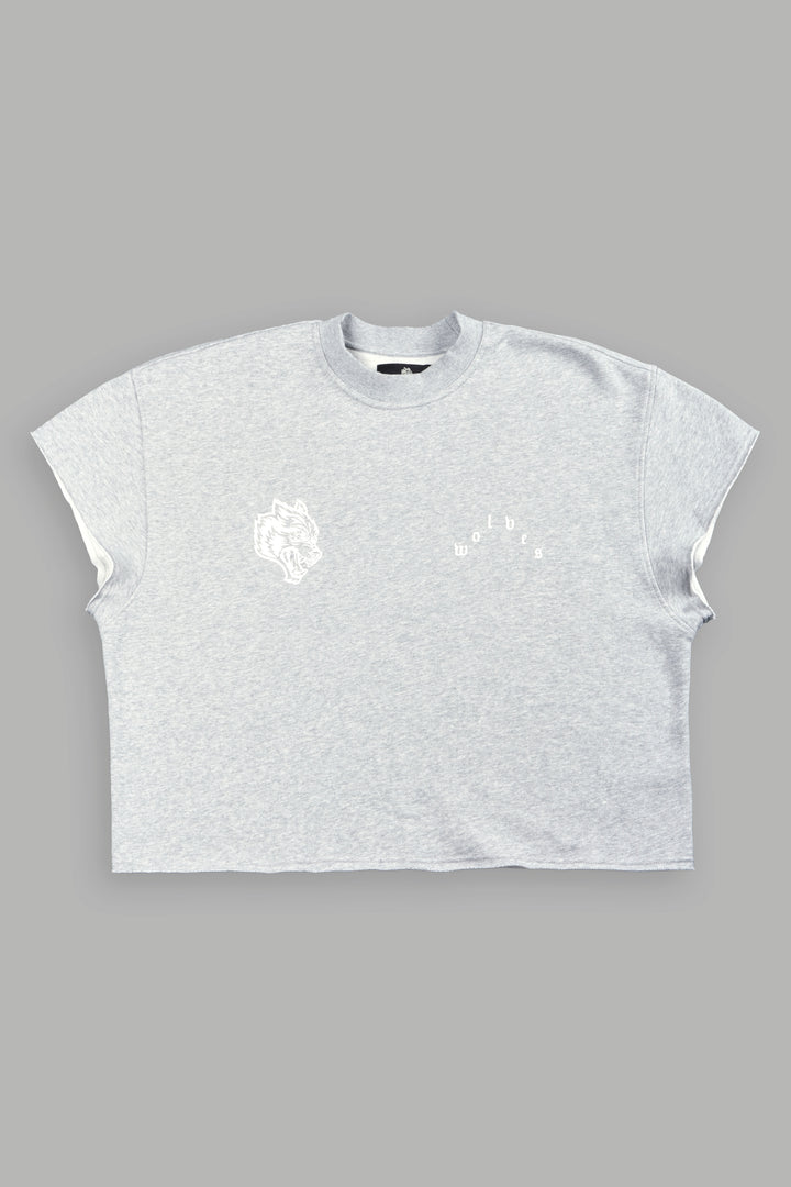Wolf Pyramid Raw Hem Box Cut Cap Sleeve London Crewneck In Light Athletic Gray