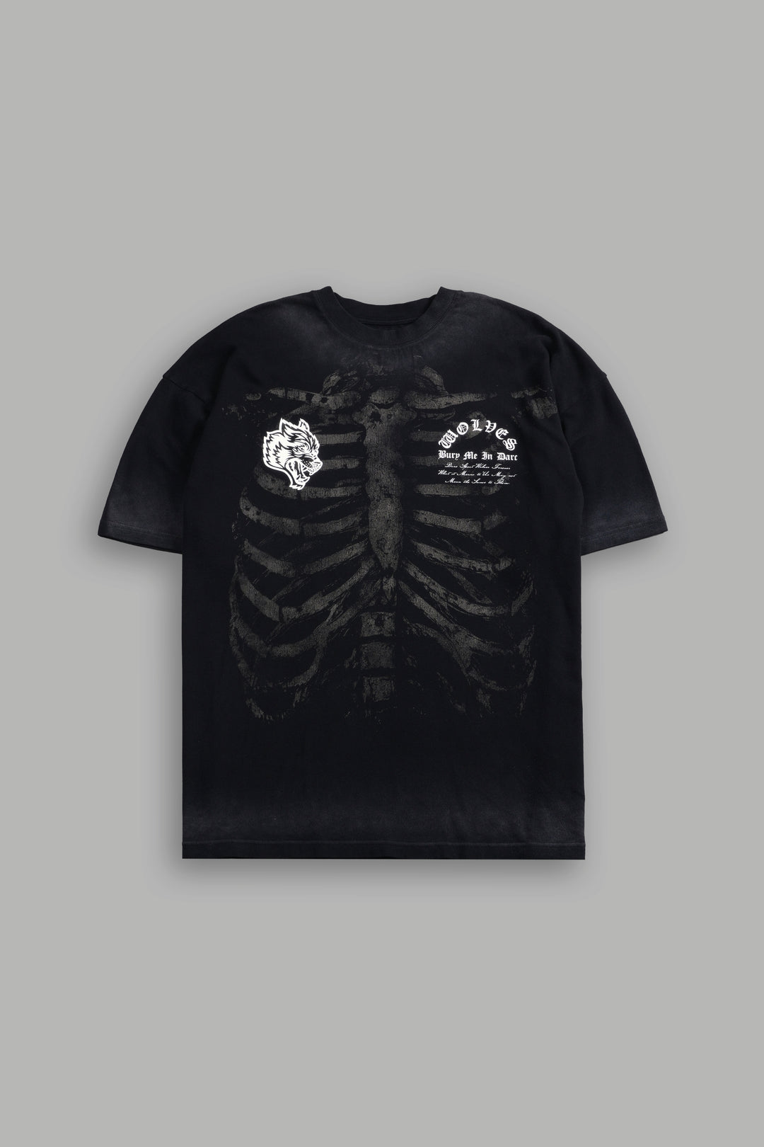 Bones "Premium" Oversized Tee in Black Drift Wash