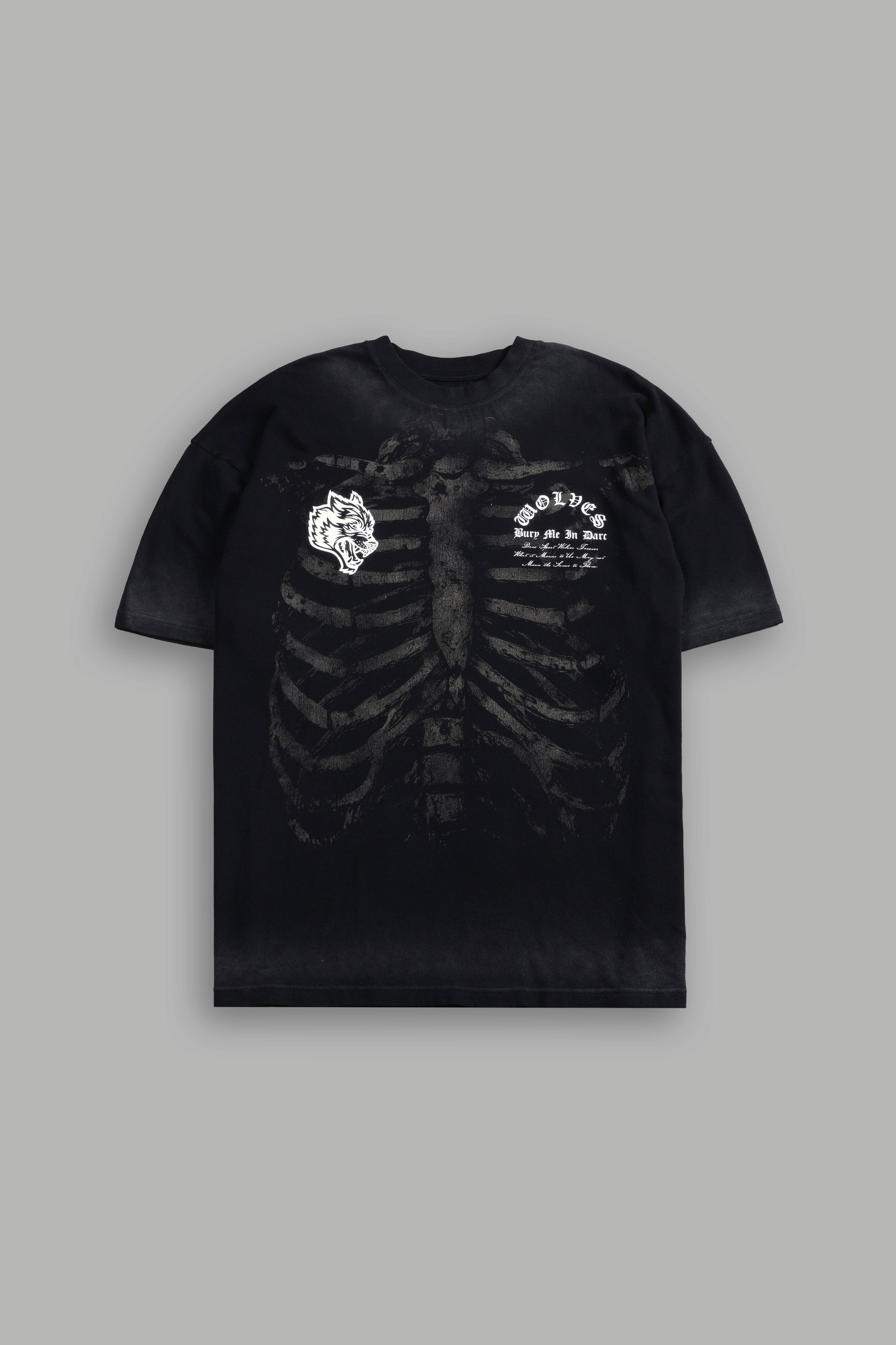Bones "Premium" Oversized Tee in Black Drift Wash