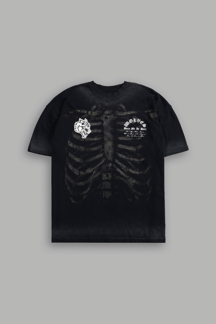 Bones "Premium" Oversized Tee in Black Drift Wash