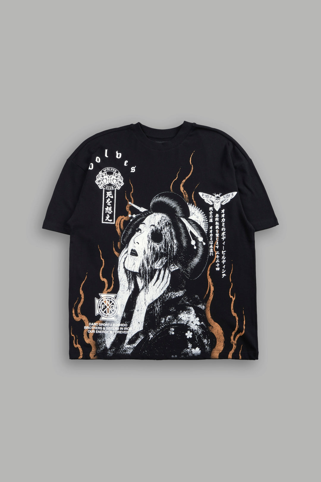 Mourning Flame Premium Oversized Tee in Black