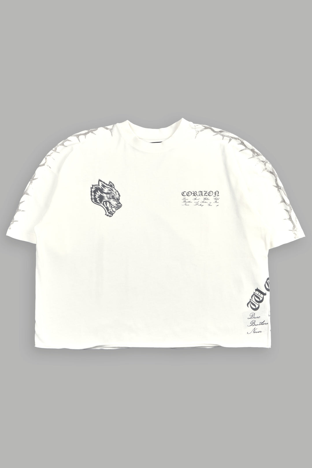 Angelito Muerto Premium Raw Hem Box Cut Tee In Cream