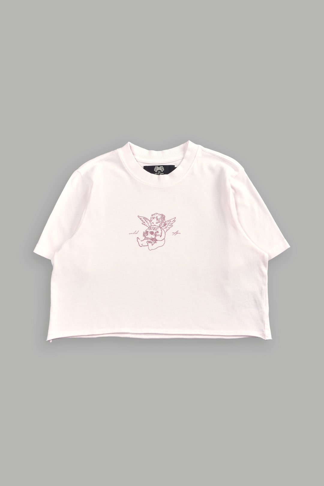 Cherub and the Skull "Premium" (Cropped) Tee in Blush Pink