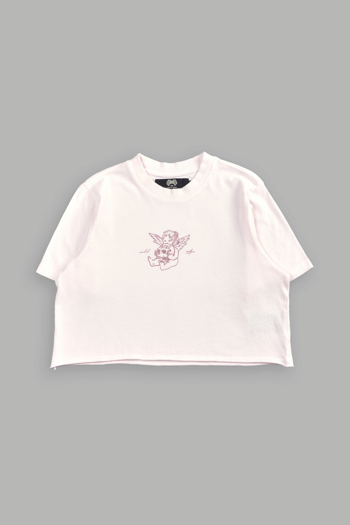 Cherub and the Skull "Premium" (Cropped) Tee in Blush Pink