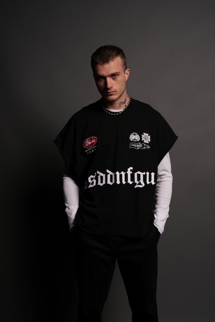 Us Forever Grunge Cut-Off Tee in Black