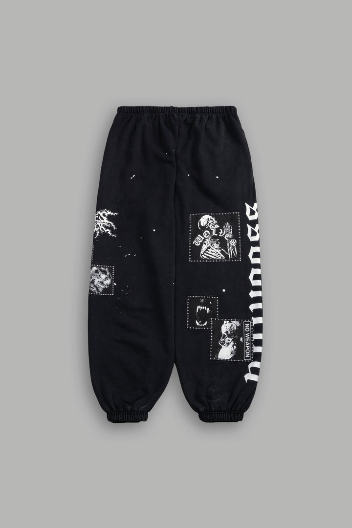 Stitched In Unisex Lounger Sweat Pants in Black Vandal Wash