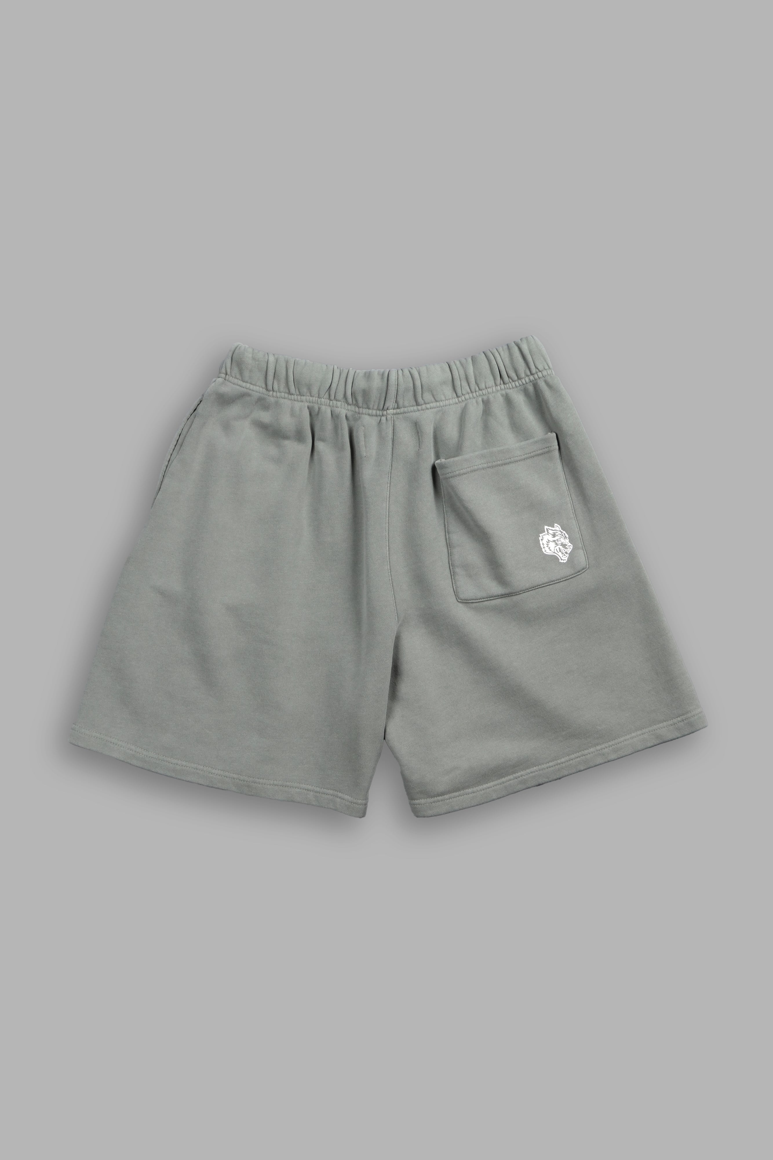 Okami Wolf Oversized Post Lounge Sweat Shorts in Owen Green