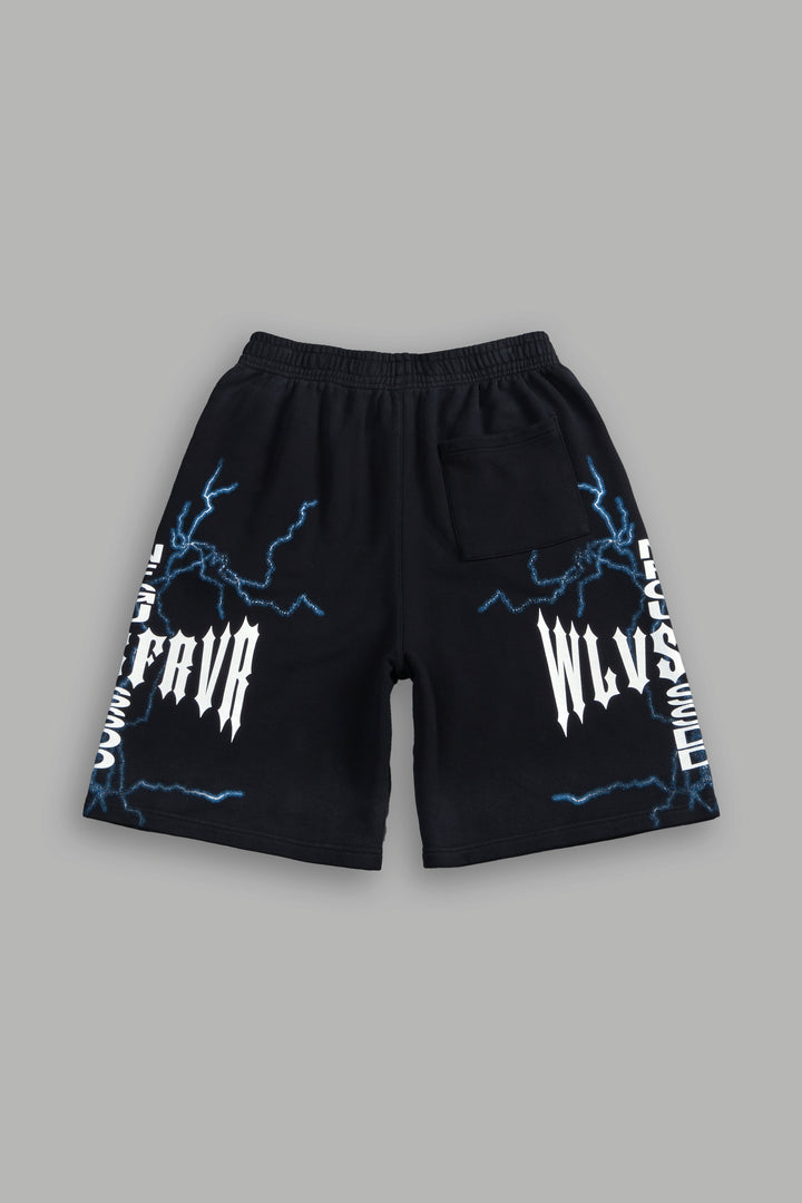 Iron Code Oversized Osiris Sweat Shorts in Black Drift Wash