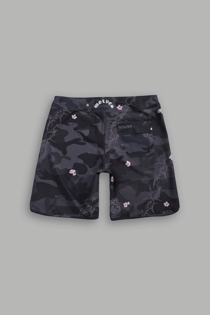 H-D Wolves Bruceys Board Shorts in Black