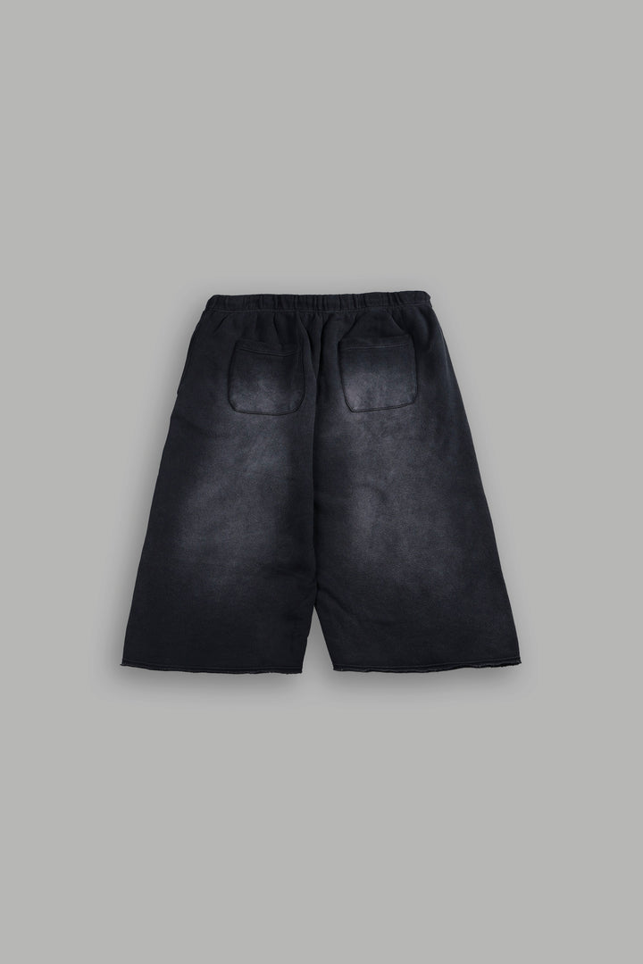 Dual Wolf Capri Sweat Pants In Black Super Sun Fade