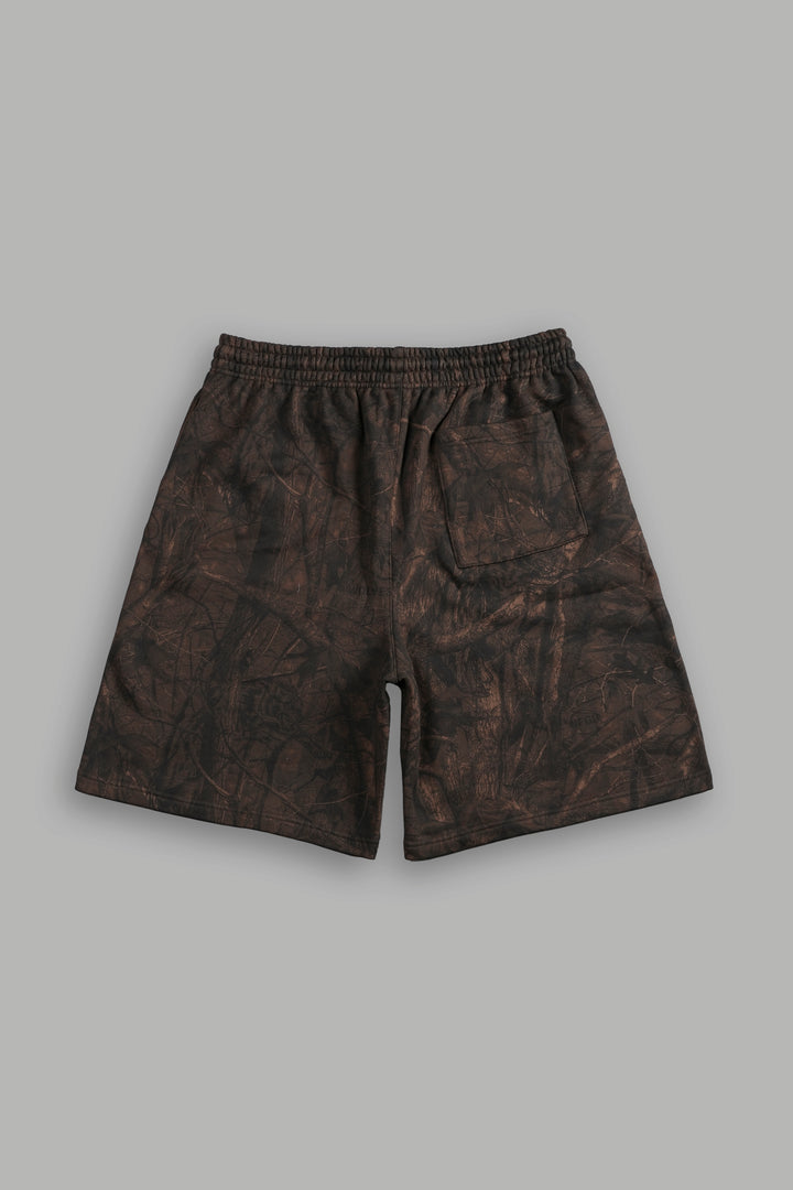 Dual Oversized Osiris Sweat Shorts in Brown Driftwood Forest Camo