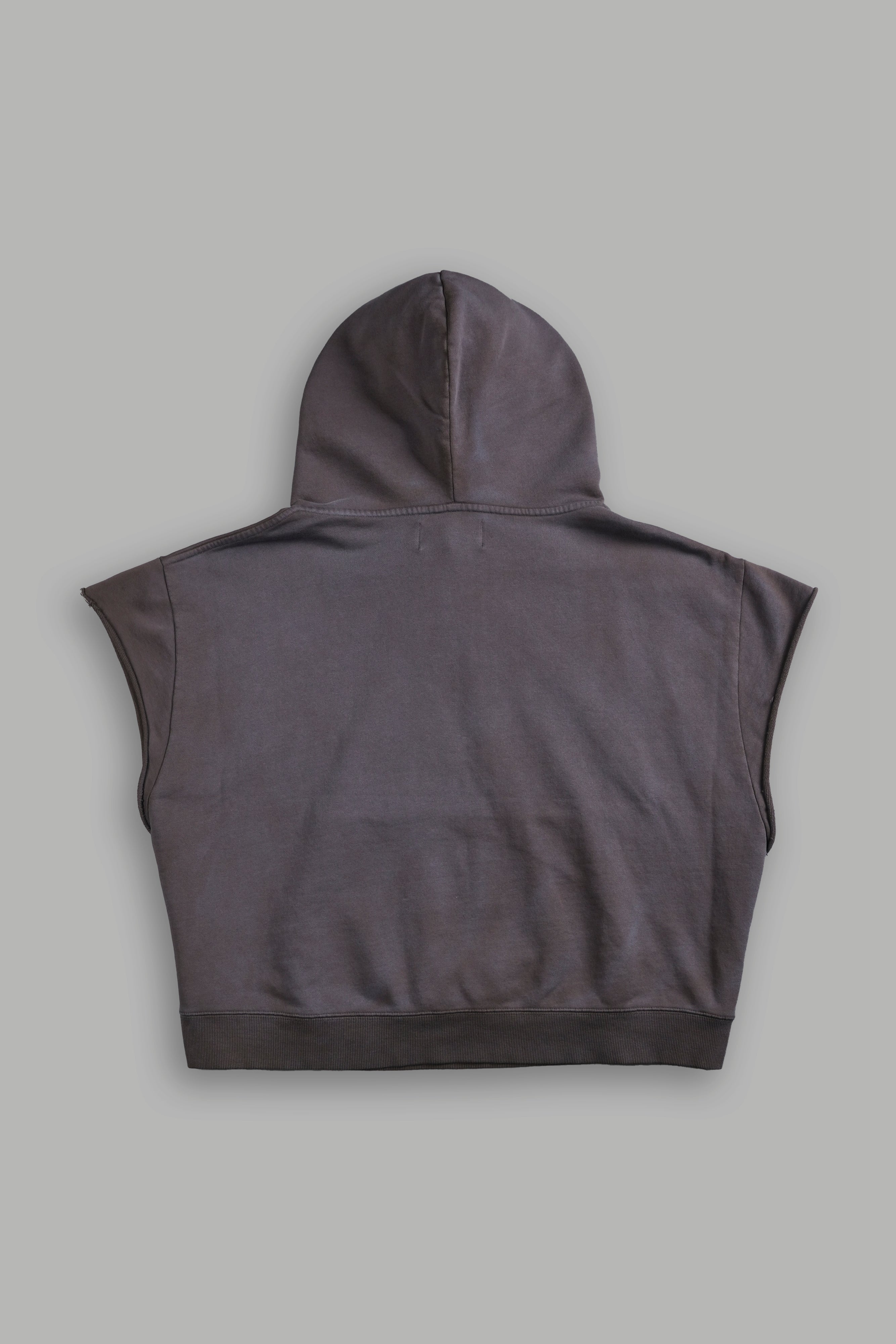 Forged From Iron Grunge Gage Cap Sleeve Hoodie in Darc Brown Horizon Sun Fade