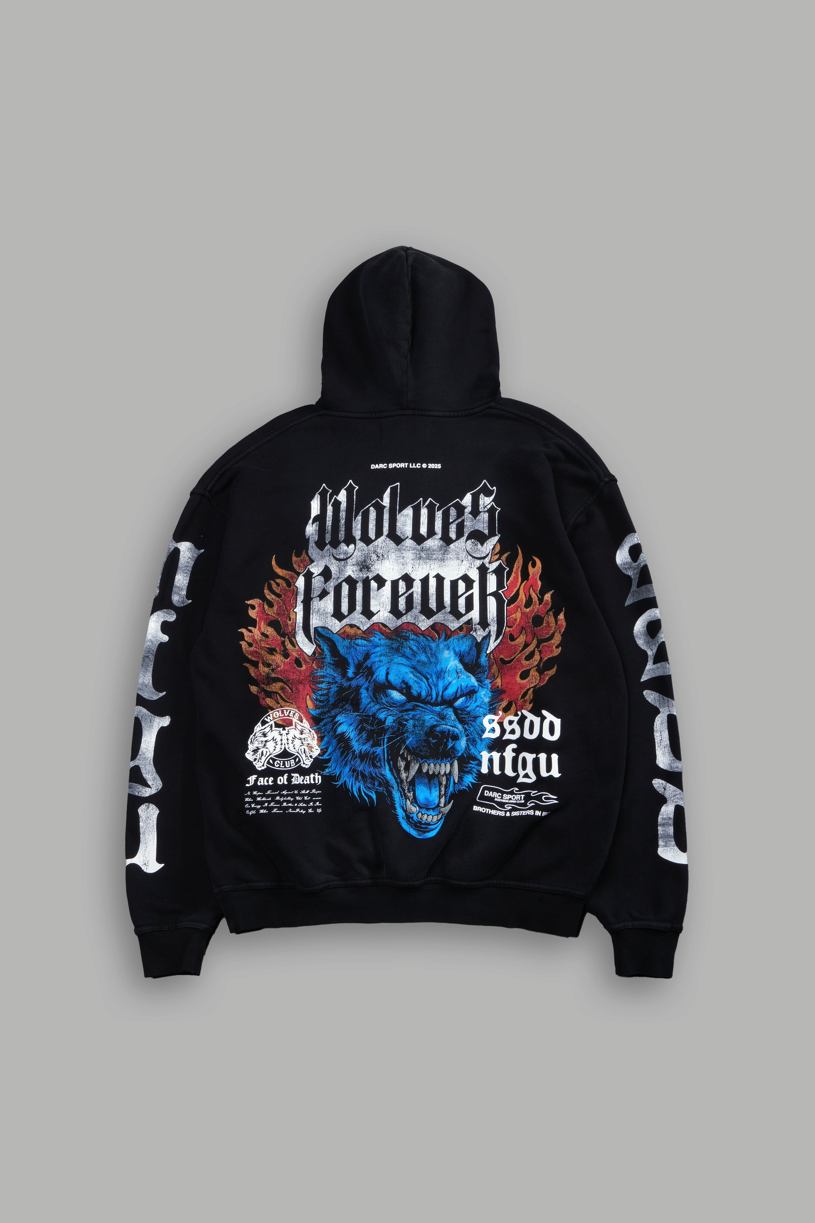 Death Wolf "Pierce" Hoodie in Black Spine Sun Fade