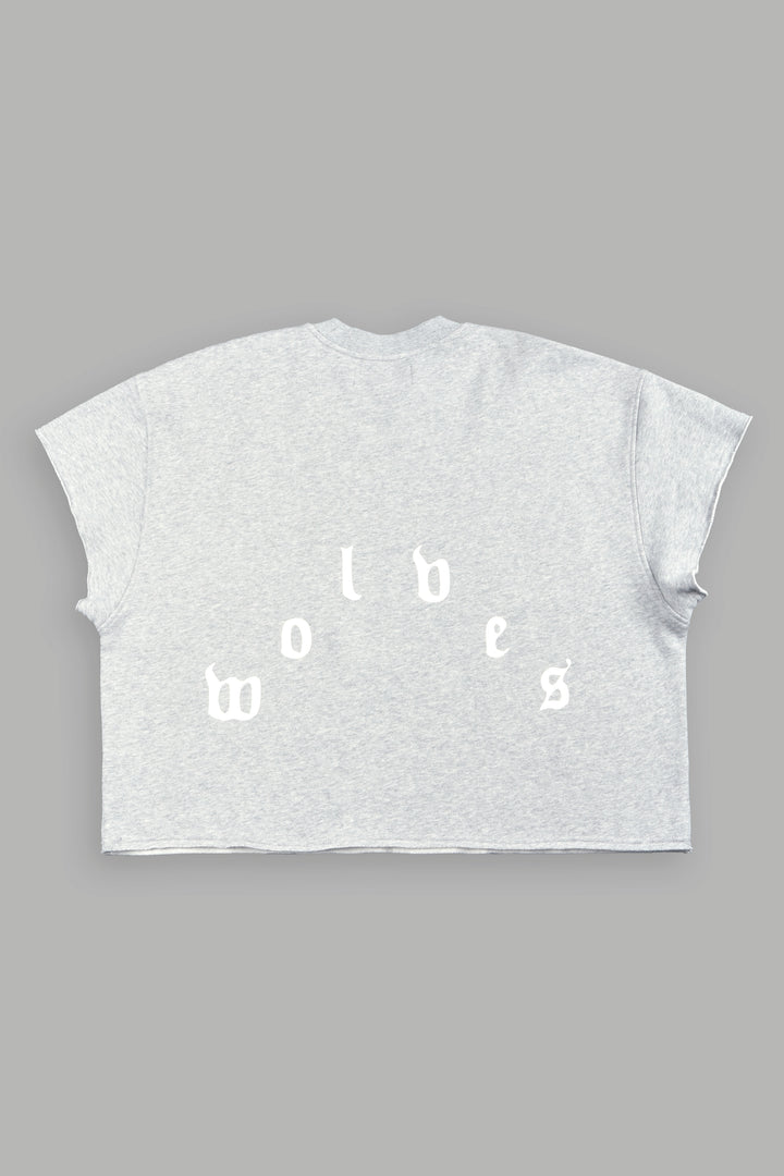 Wolf Pyramid Raw Hem Box Cut Cap Sleeve London Crewneck In Light Athletic Gray
