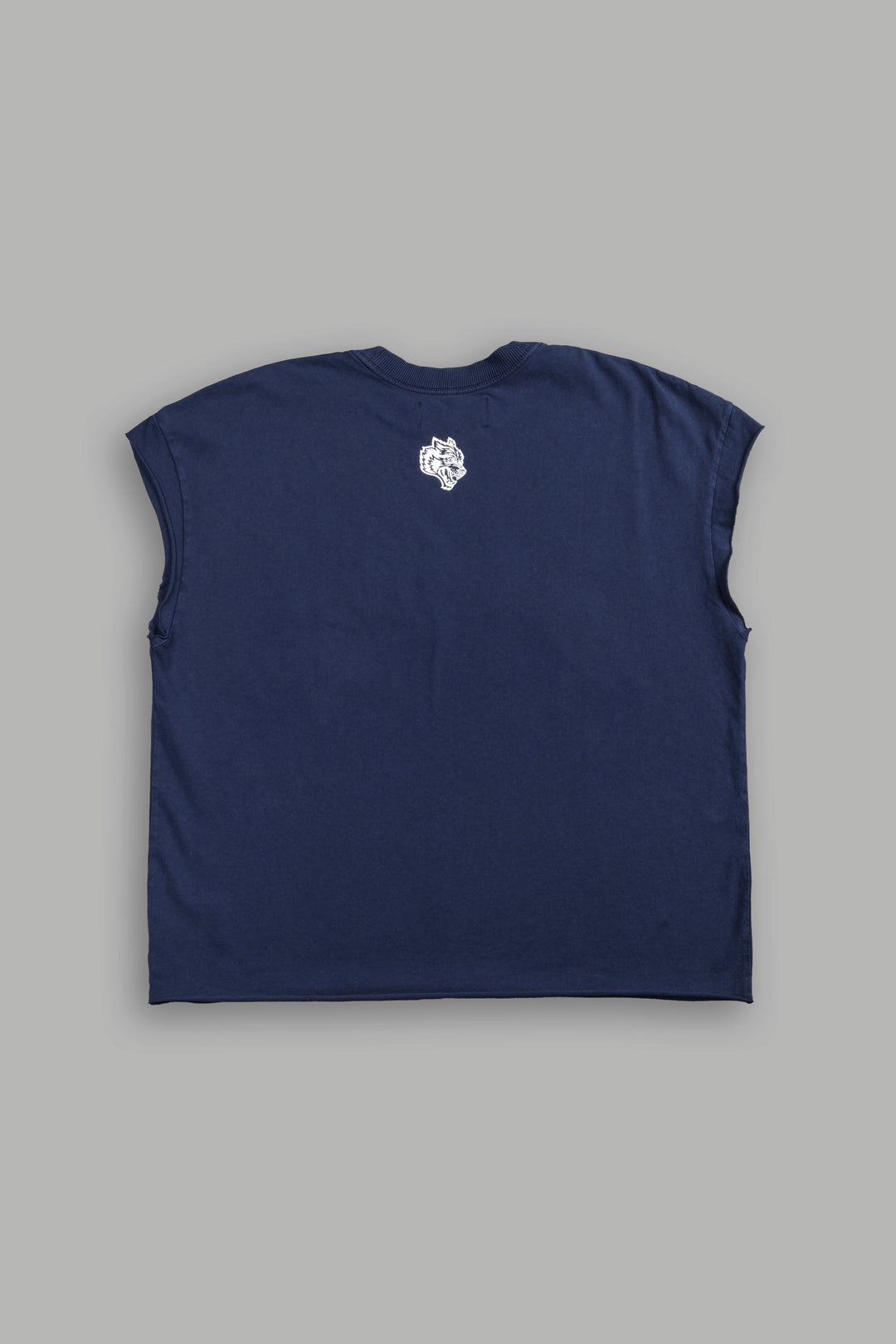 Ssddnfgu Bushido Grunge Cut-Off Mid Length Raw Hem Tee in Navy