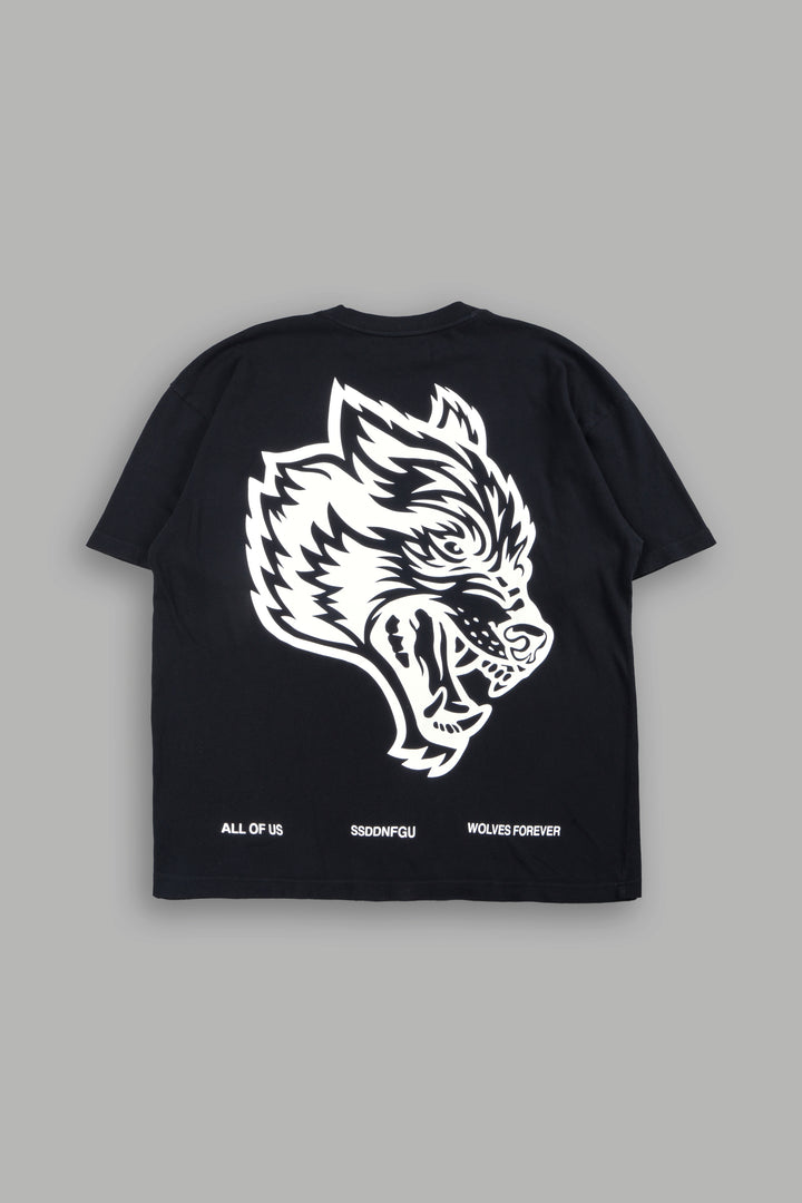 Big Wolf Head Premium Oversized Tee In Black