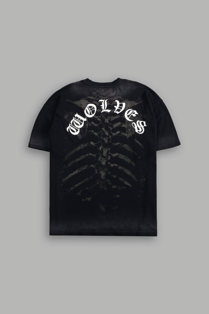 Bones "Premium" Oversized Tee in Black Drift Wash