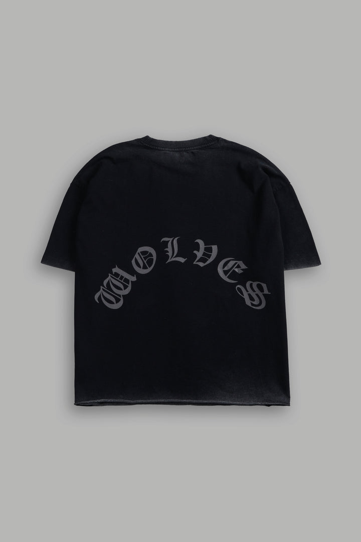 DSVD Legacy Grunge Mid-Length Raw Hem Tee in Black
