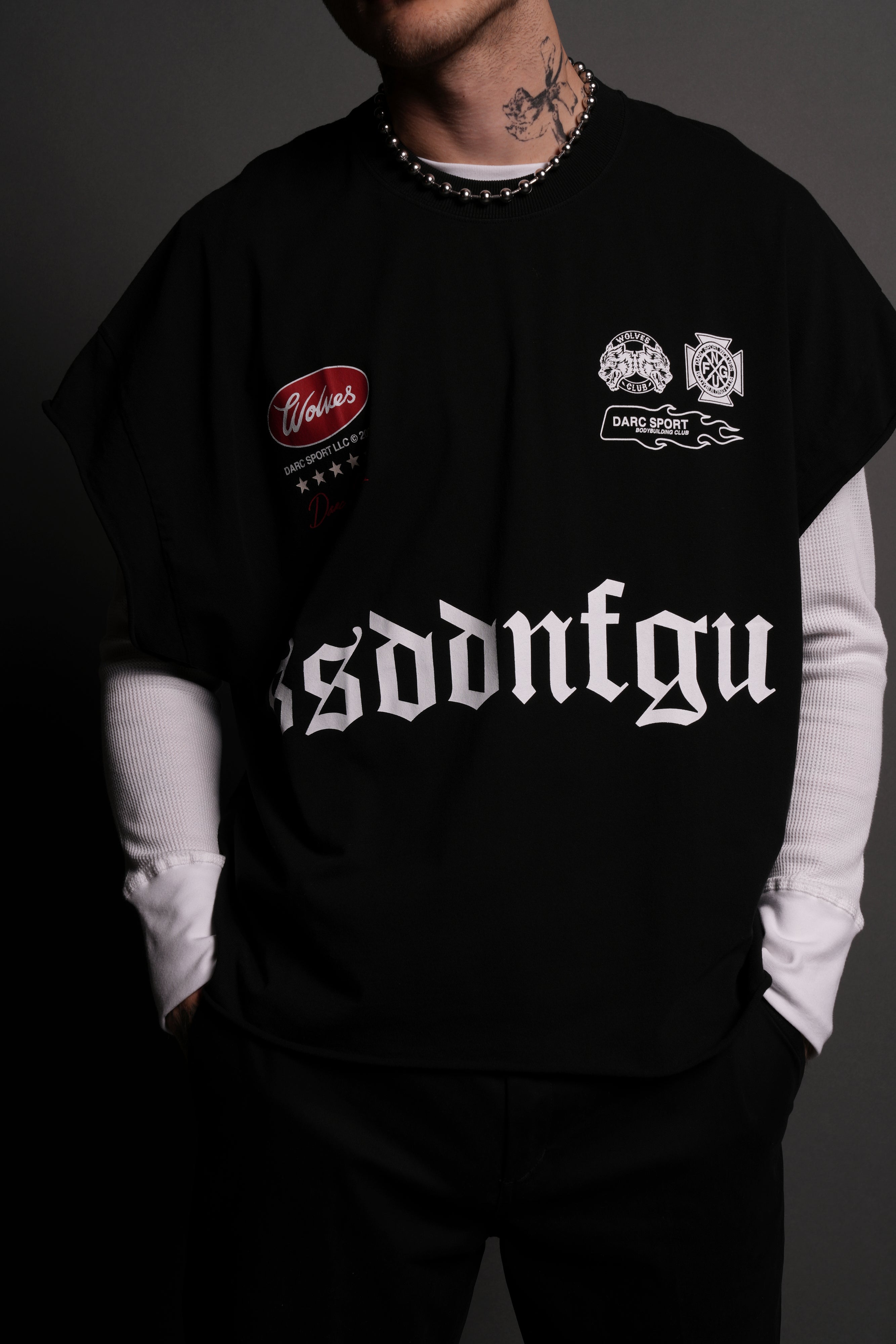 Us Forever Grunge Cut-Off Tee in Black