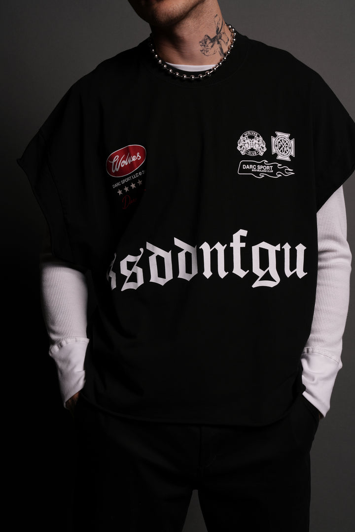 Us Forever Grunge Cut-Off Tee in Black