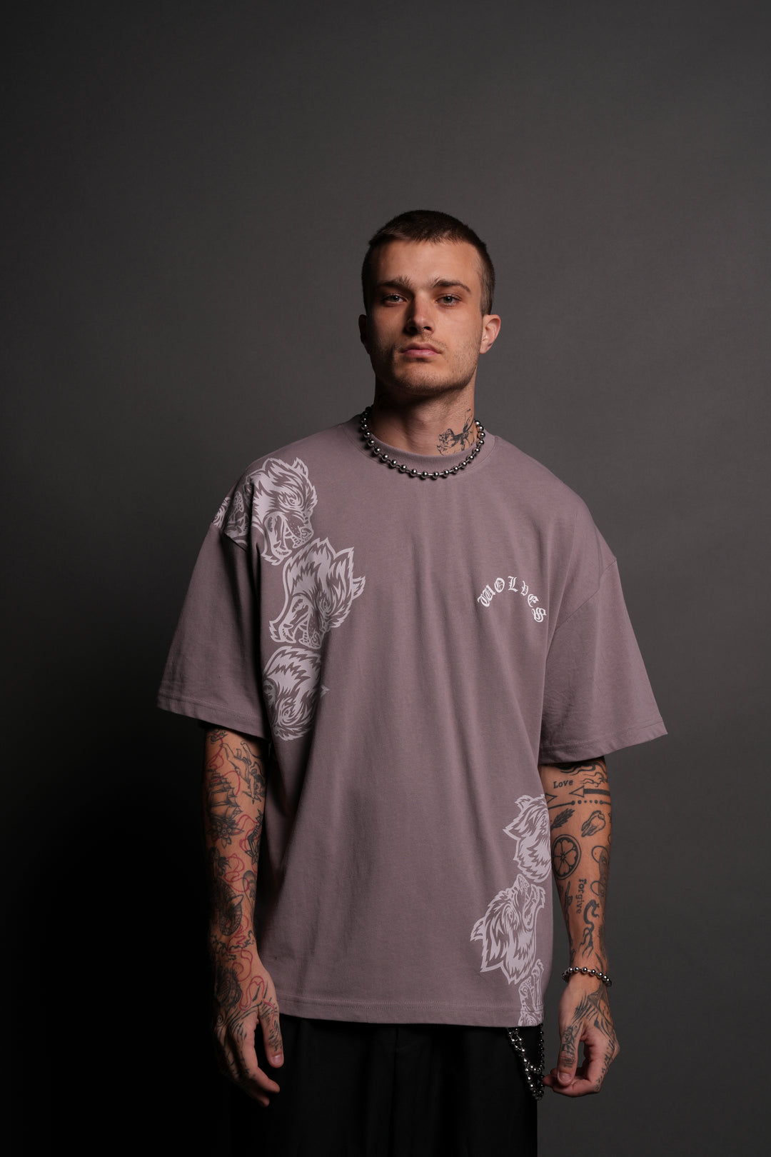 Surrounded By Family "Premium" Oversized Tee in Pale Gray