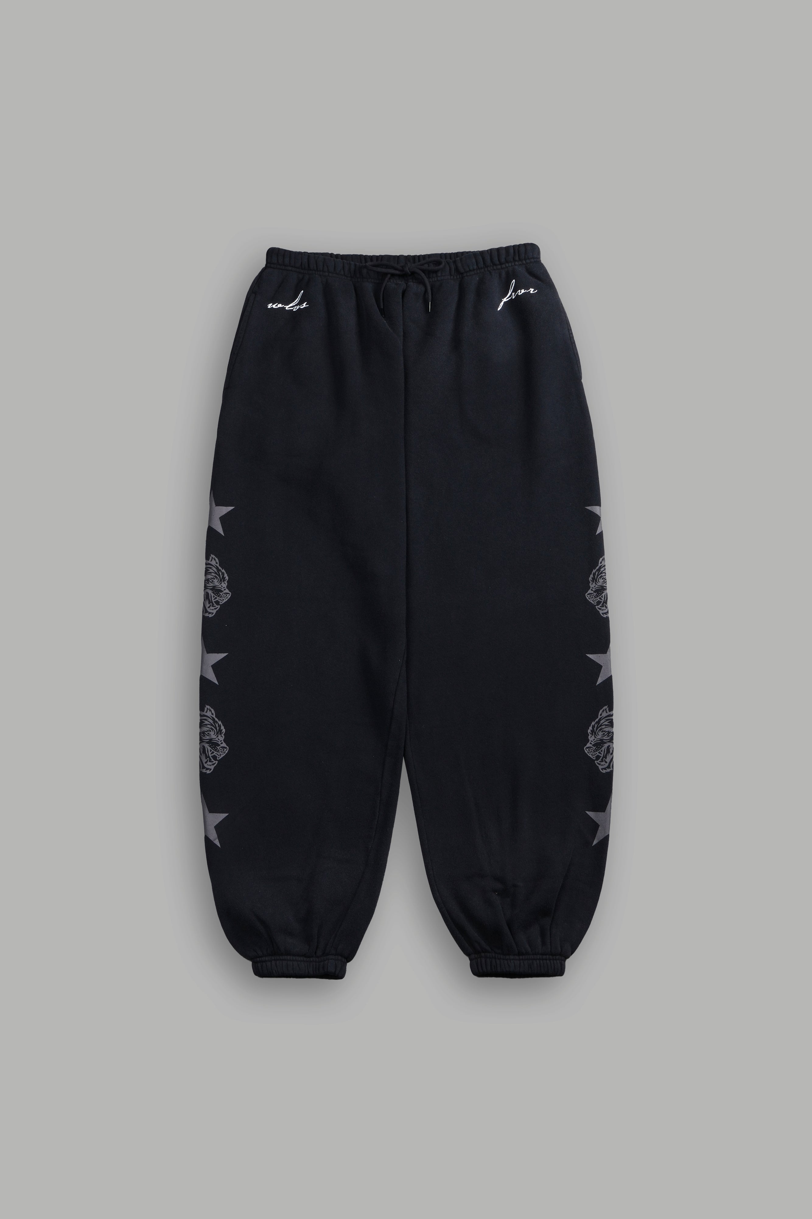 Wolf Star Lightweight Lounger Sweat Pants in Black Drift Wash