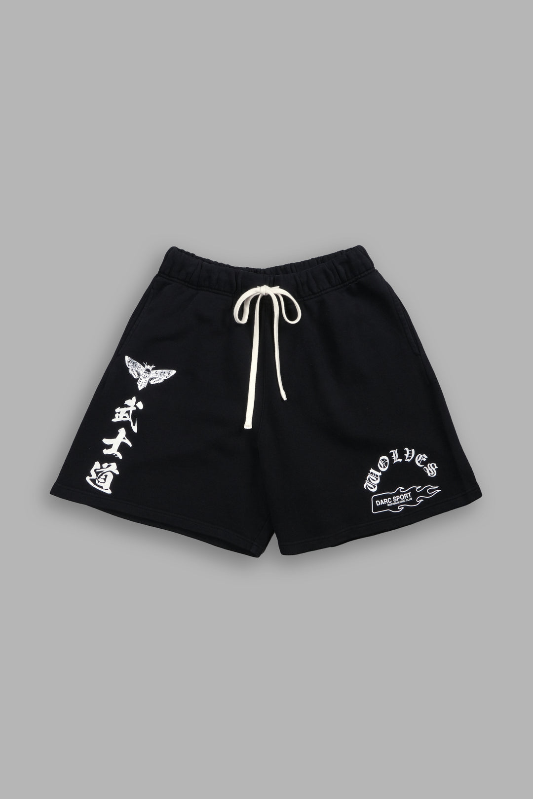 Okami Wolf Oversized Post Lounge Sweat Shorts in Black