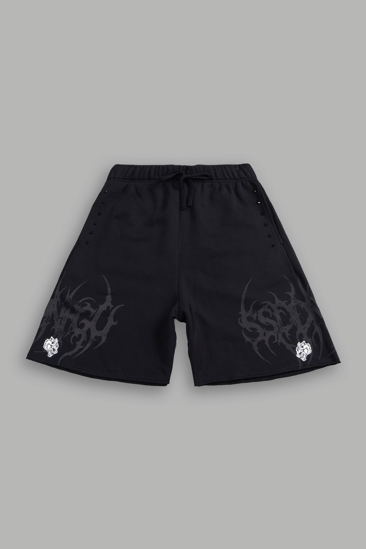 Ssddnfgu Raw Hem Oversized Post Lounge Sweat Shorts In Black