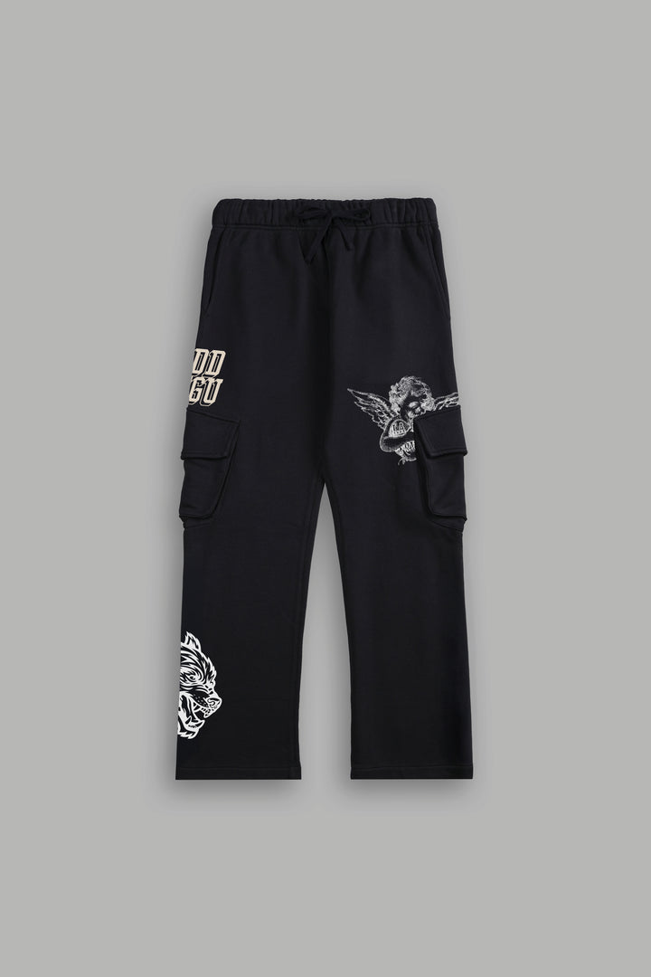 La Ca Frvr Bigelow Cargo Sweat Pants in Black