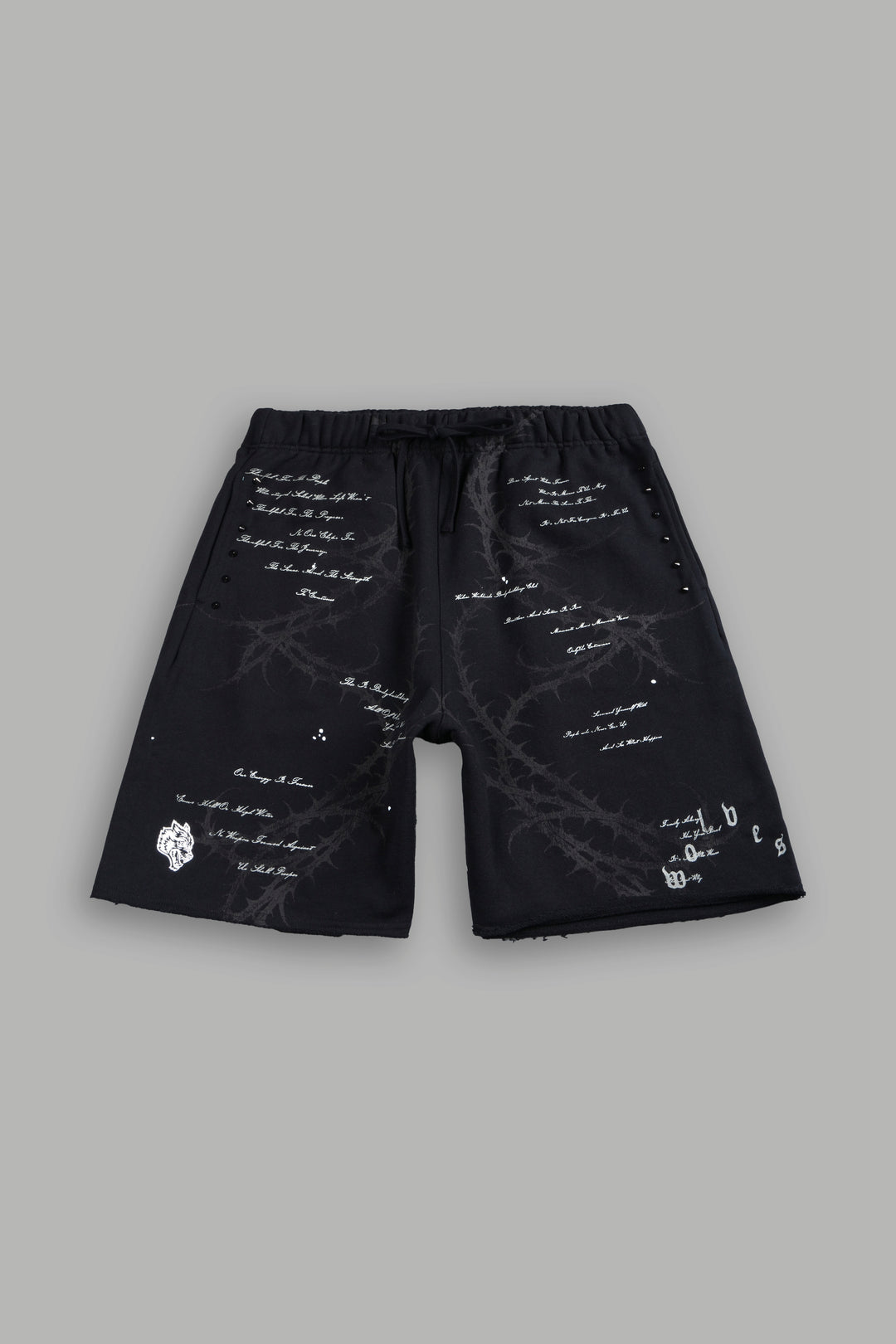 Thorns Frvr Grunge Oversized Raw Hem Post Lounge Sweat Shorts In Black