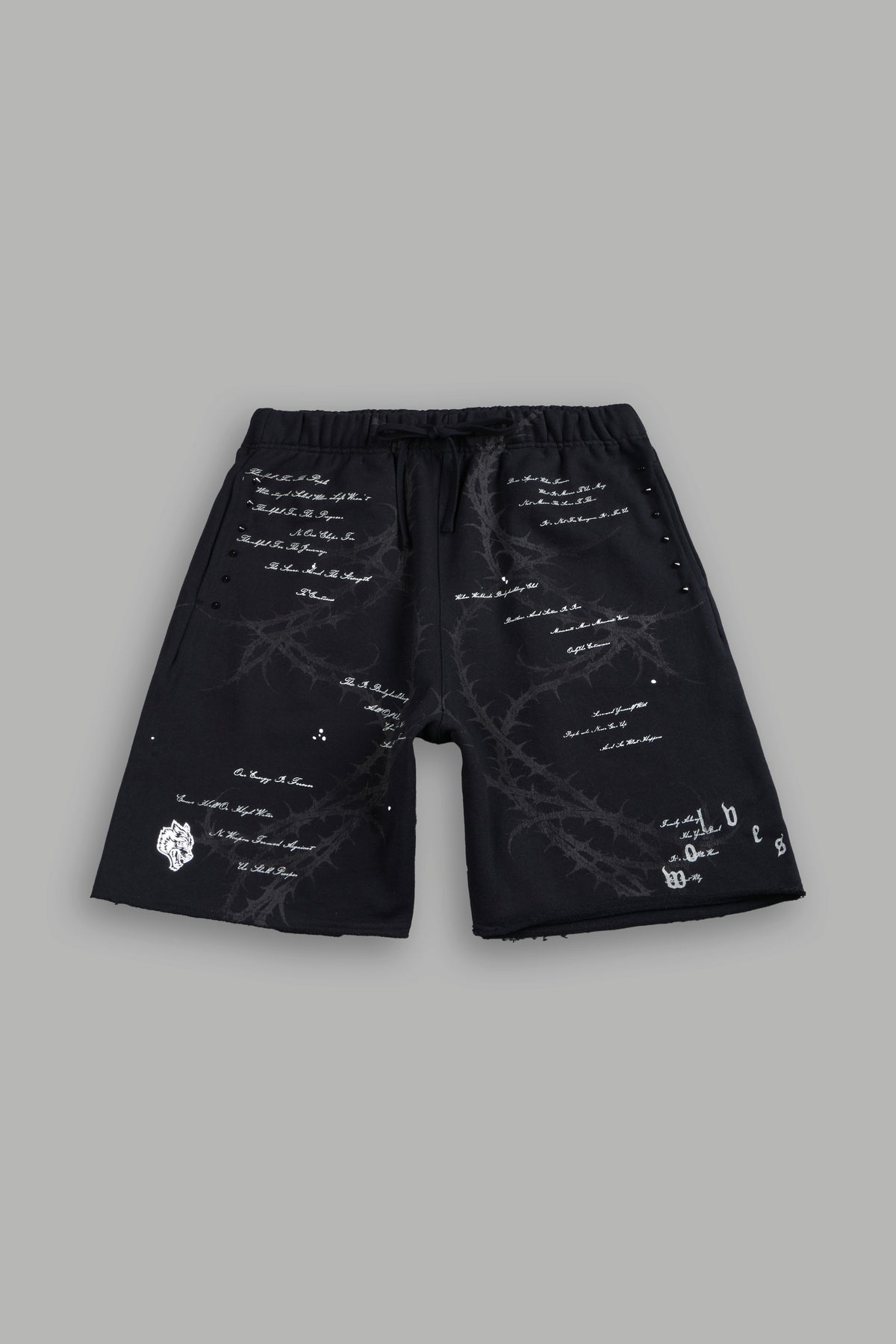 Thorns Frvr Grunge Oversized Raw Hem Post Lounge Sweat Shorts In Black