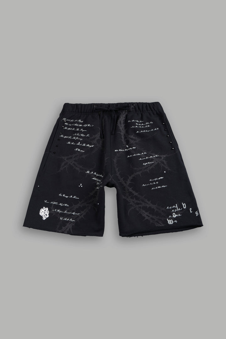 Thorns Frvr Grunge Oversized Raw Hem Post Lounge Sweat Shorts In Black
