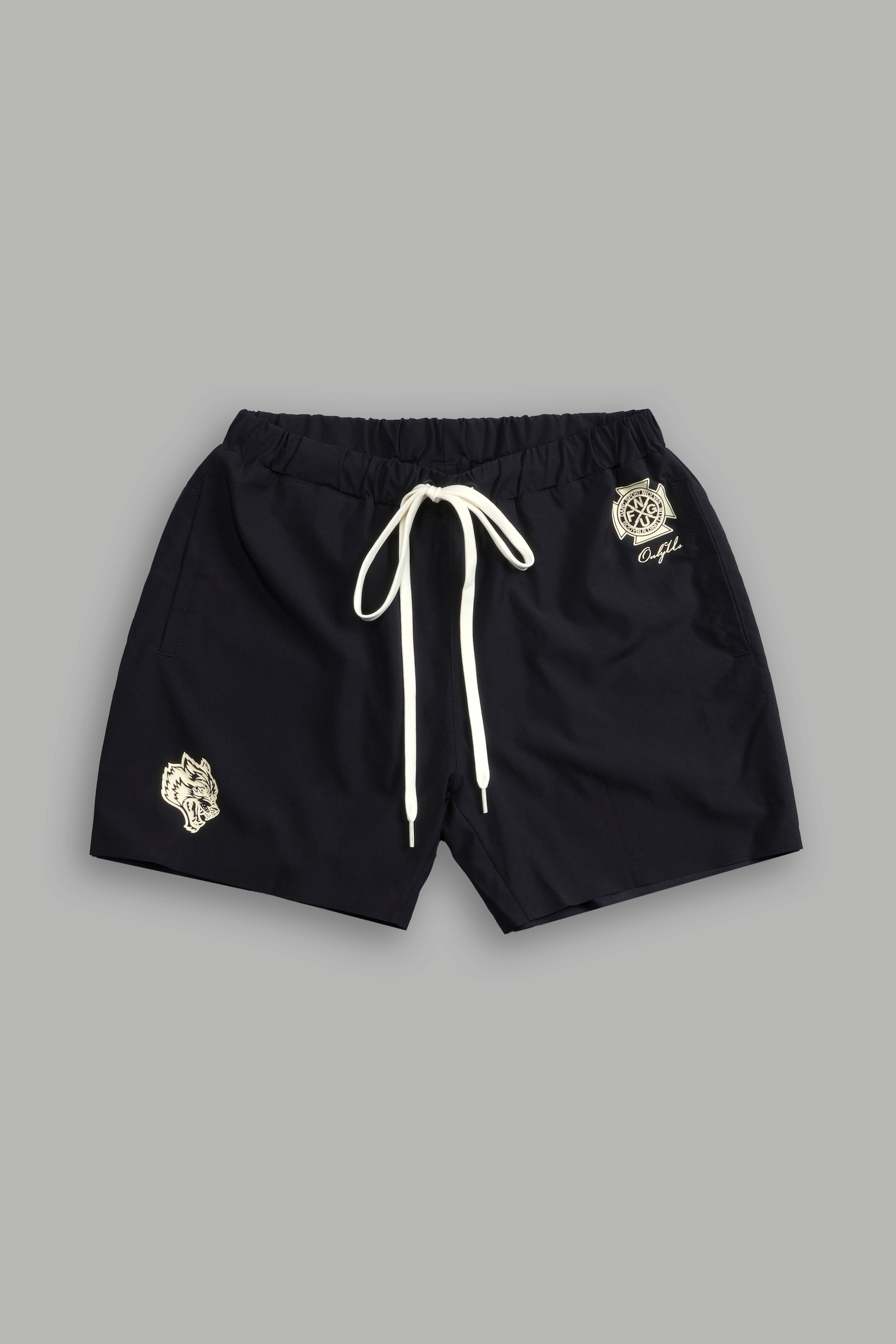 Darc Letter Compression Shorts in Black