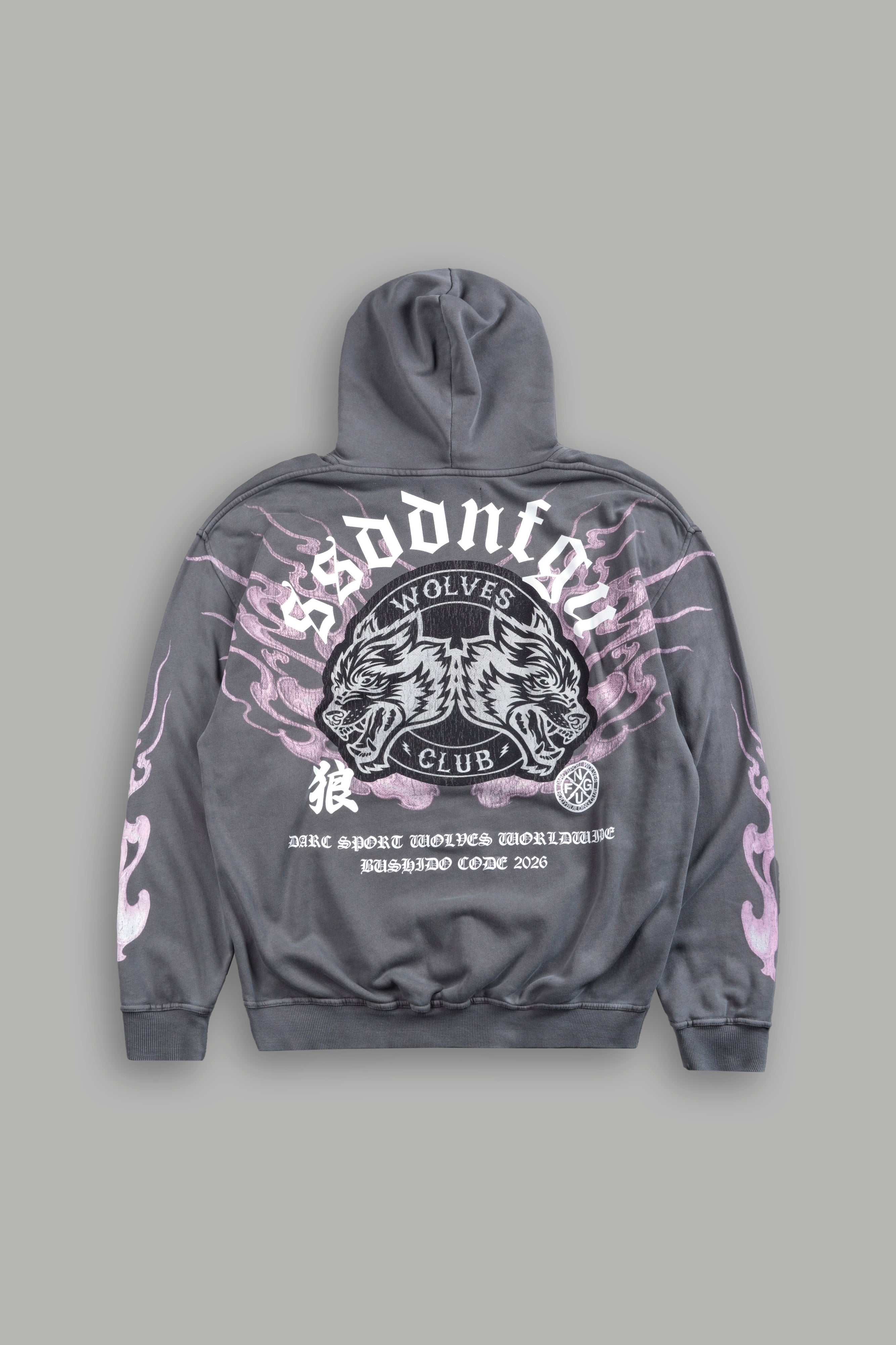 Wolves Club Oni Inferno Bishop Hoodie in Slate Gray