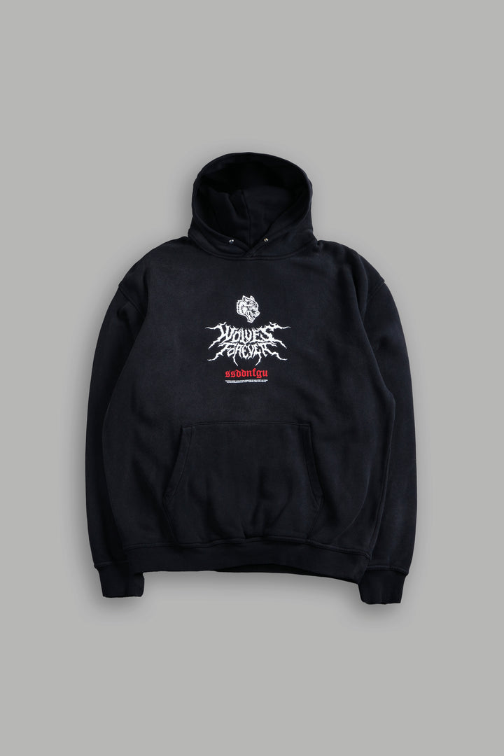 Mori Rose "Pierce" Hoodie in Black Drift Wash