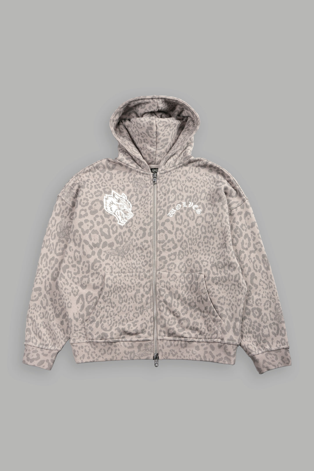 Wolves Chopper Anya Premium Double Zip Hoodie in Clay Leopard