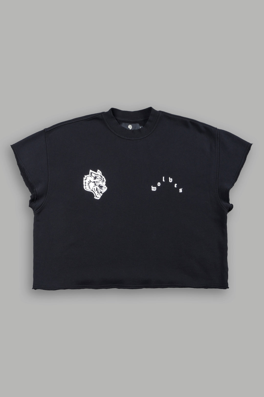 Wolf Pyramid Raw Hem Box Cut Cap Sleeve London Crewneck In Black