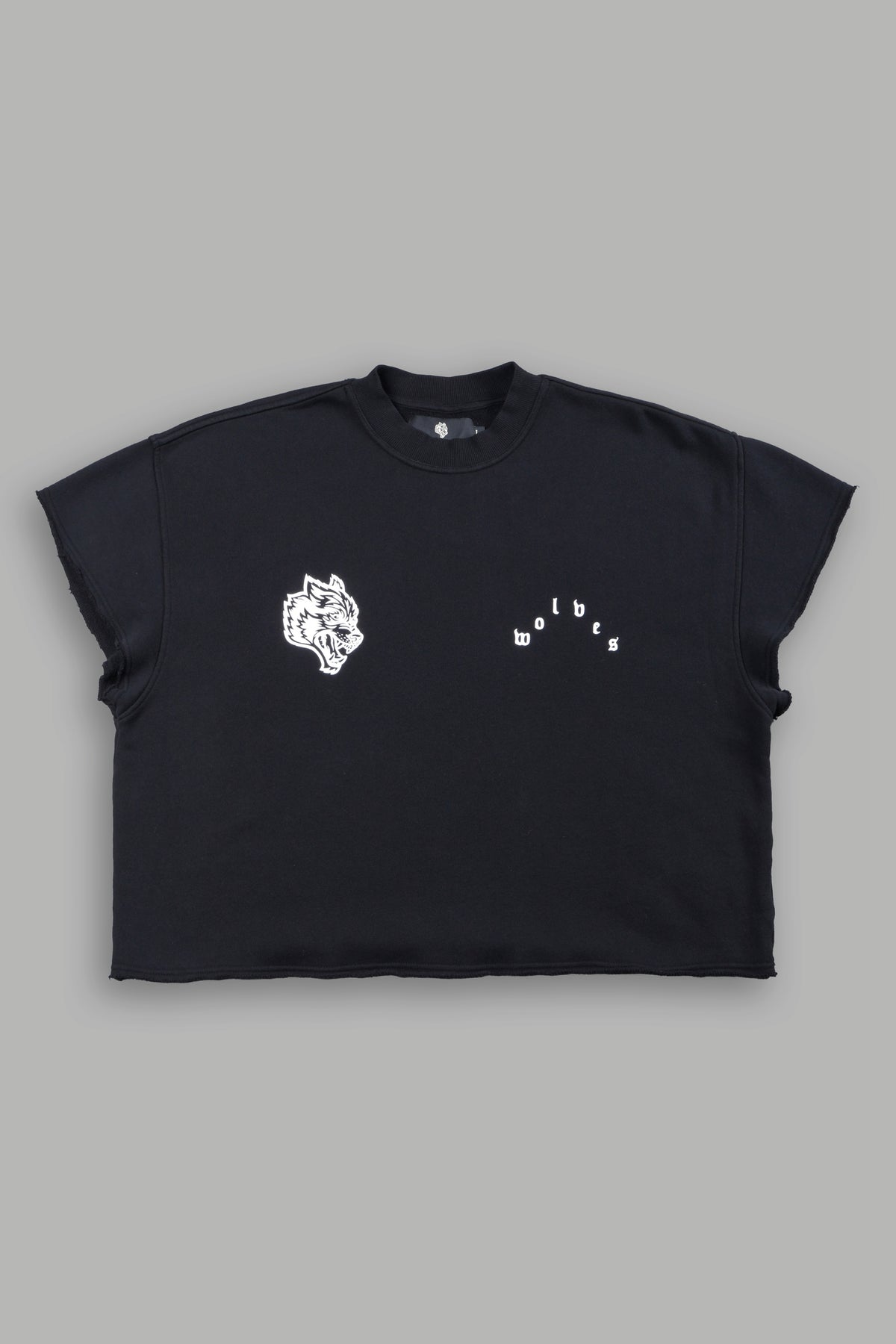 Wolf Pyramid Raw Hem Box Cut Cap Sleeve London Crewneck In Black