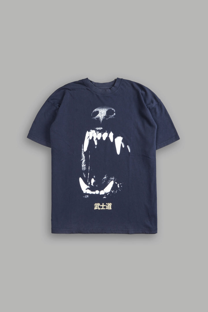 Blood Thirsty Kanji "Premium" Oversized Tee in Midnight Blue