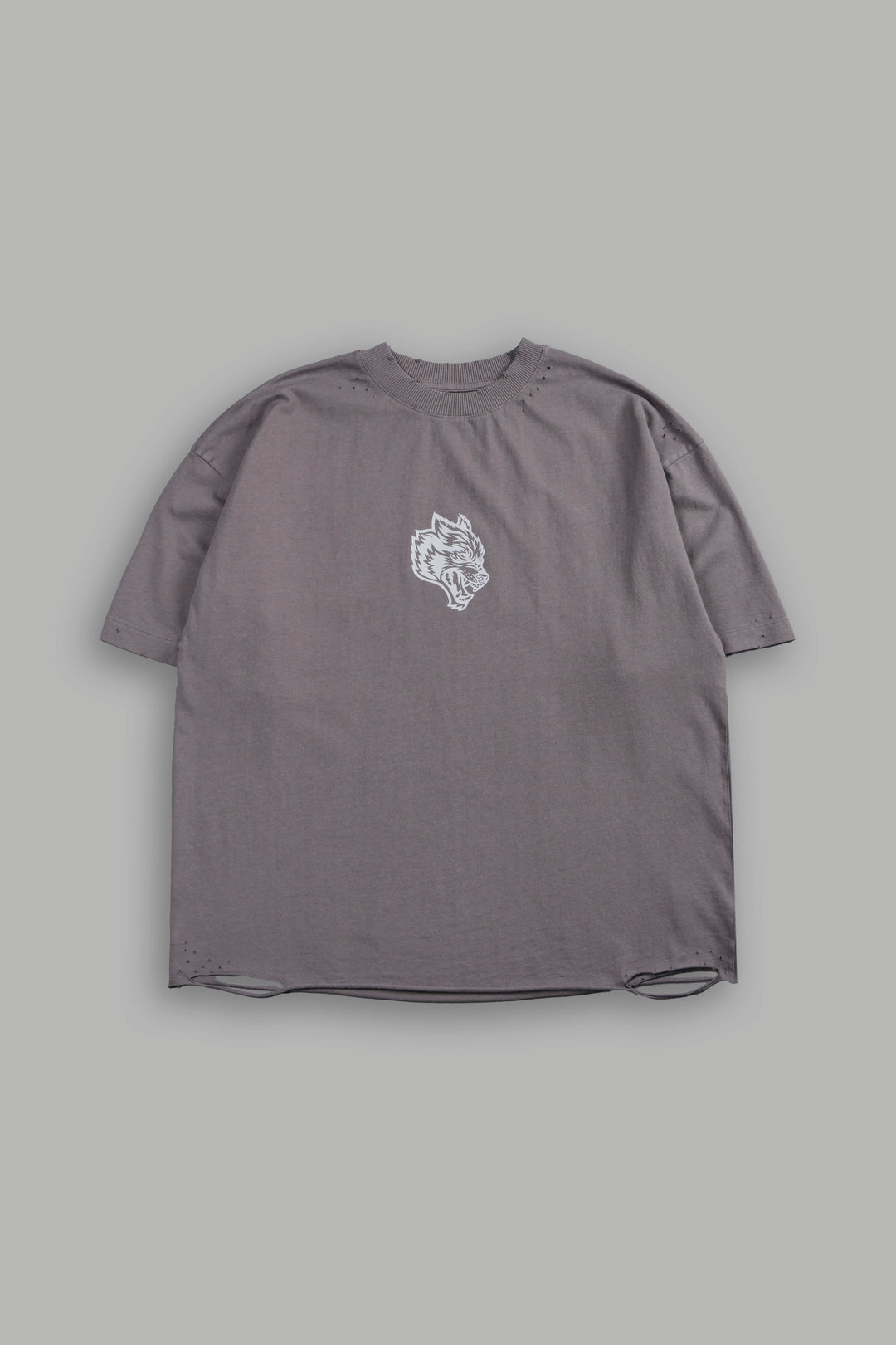 Wolves Oni Cherub Distressed Grunge Unisex Tee in Slate Gray