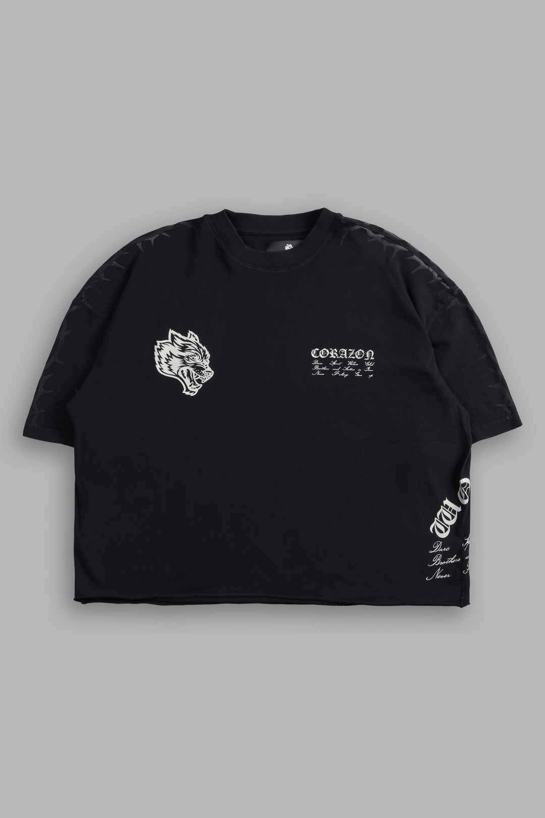 Angelito Muerto Premium Raw Hem Box Cut Tee In Black