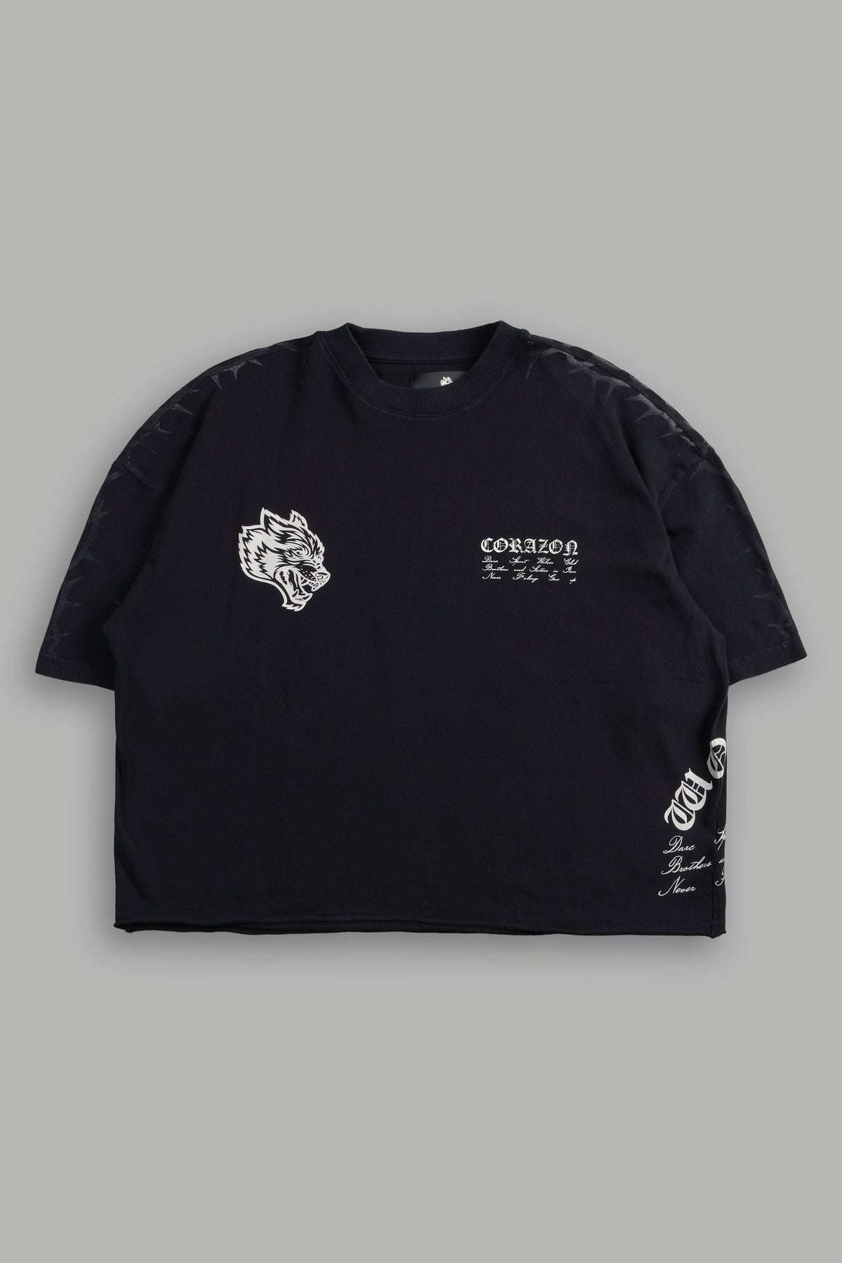 Angelito Muerto Premium Raw Hem Box Cut Tee In Black