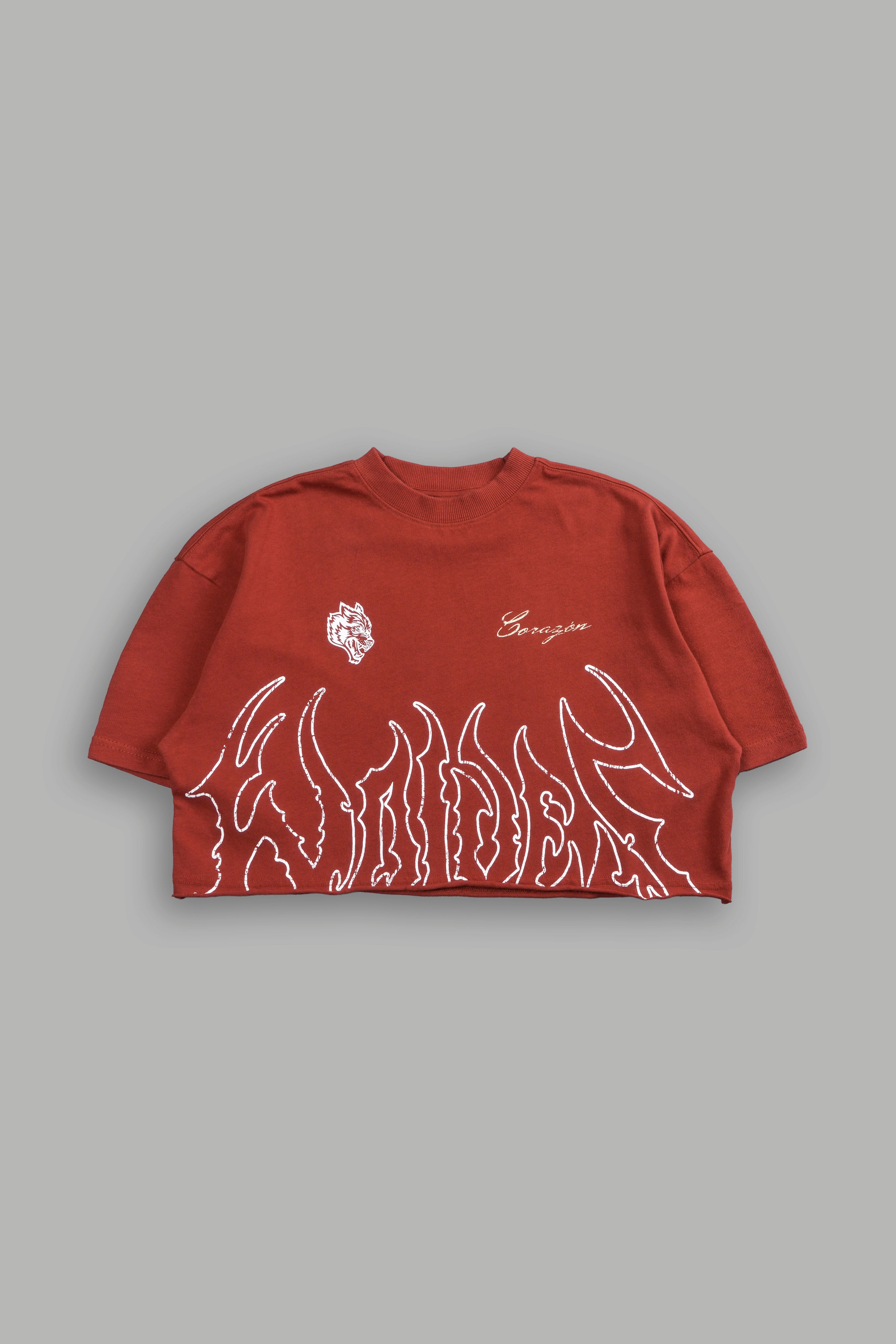 Inner Power "Premium" Oversized (Cropped) Tee in Terracotta Red