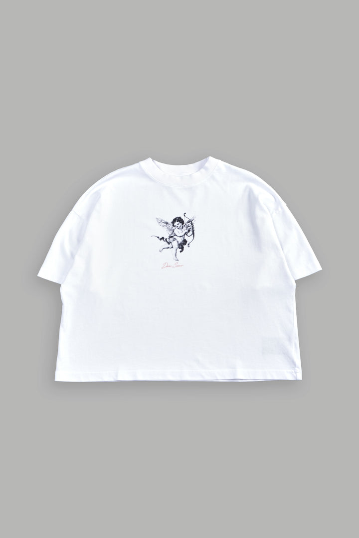 Del Amor Ultrawide "Premium" Crop Tee in White
