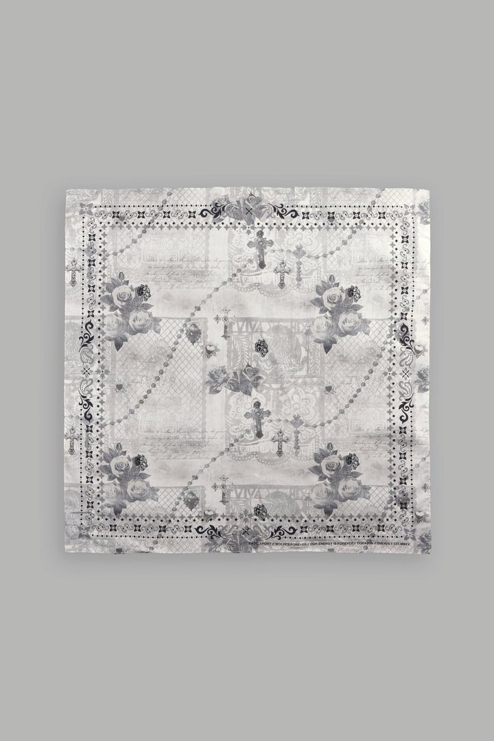 Wolves Pyramid Babushka Scarf In Ceniza Y Rosas
