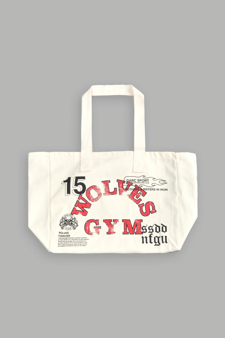 Wolves Gym V2 Canvas Tote in Cream