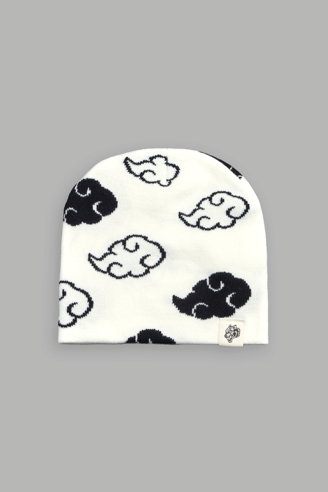 Wolf Clouds Cap Beanie in Cream/Black